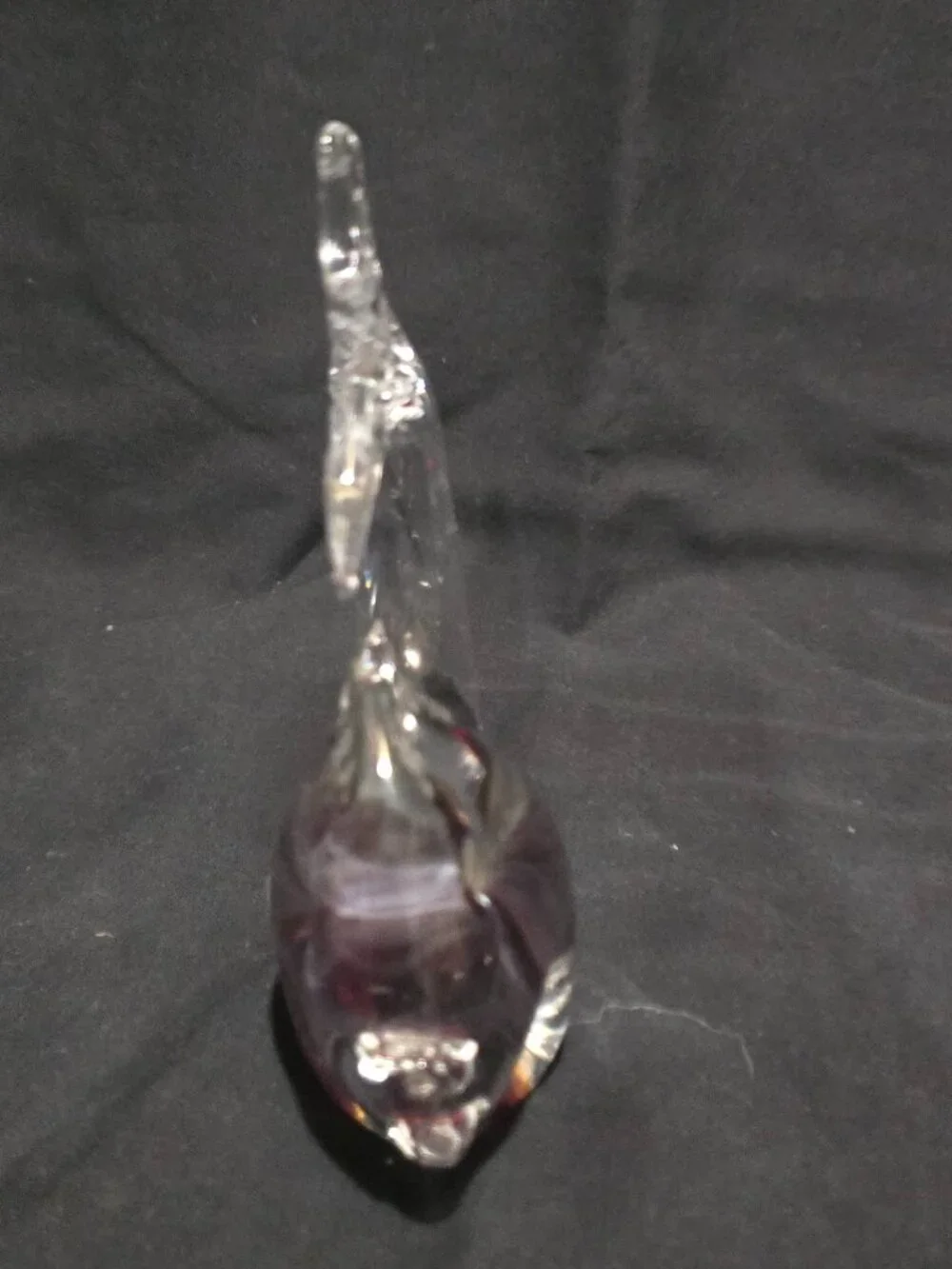 Handmade Art Glass Made in Murano Italy Clear Fish Ruby Red Inside